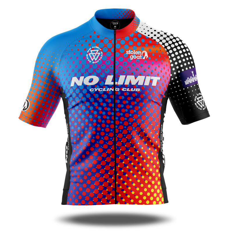 Custom cycling jersey designed with Stolen Goat kit designer